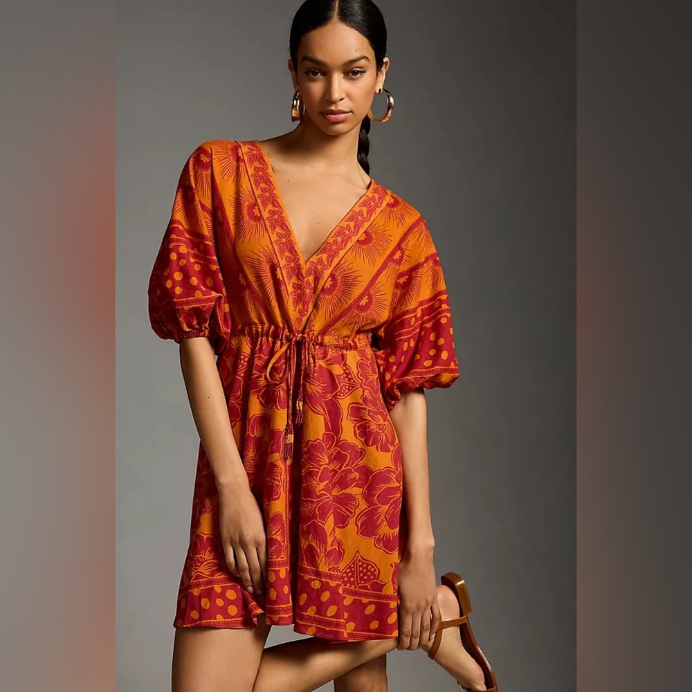 Anthropologie + Farm Rio Printed V-neck Tunic Dress